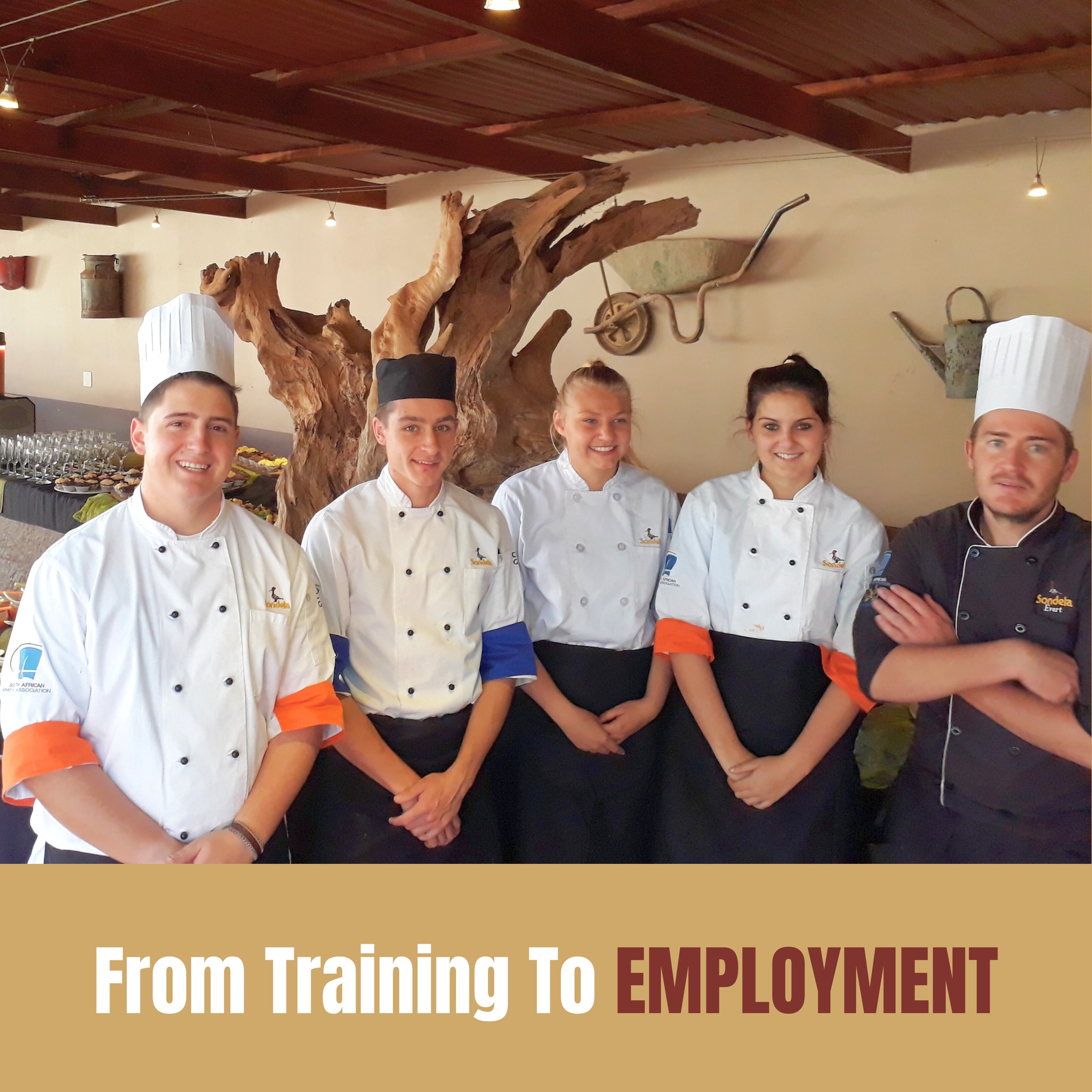 Sondela Academy culinary students in chef whites — From Training to Employment